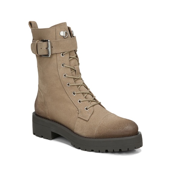 Sam Edelman Suede Combat Boot Safari Tan NWT 7.5 Lug Sole Moto Platform - Picture 2 of 10